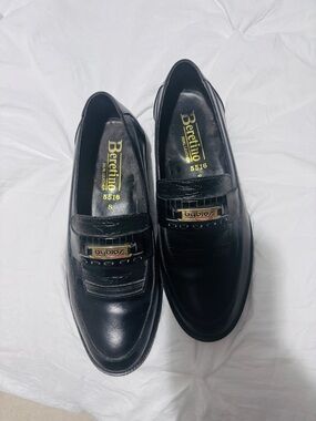 Black size 8  Leather Men’s mules real Italian leather Loafers